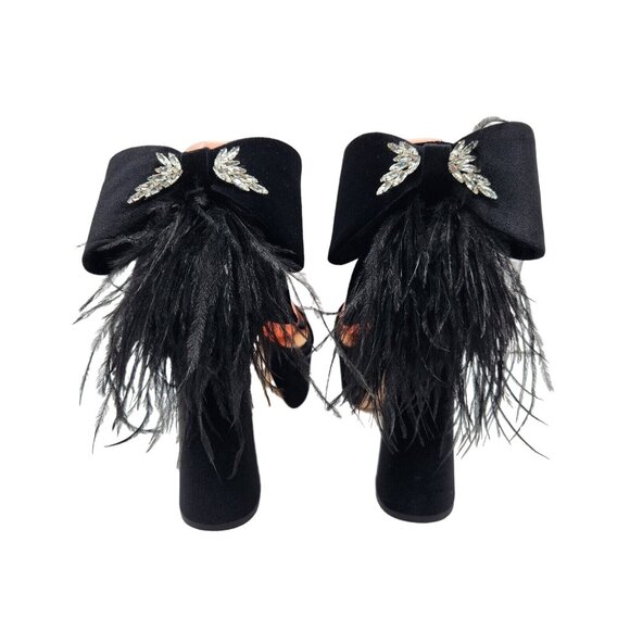 Antonio Melani Platform Sandals Size 6.5 Black Velvet - Picture 4 of 14